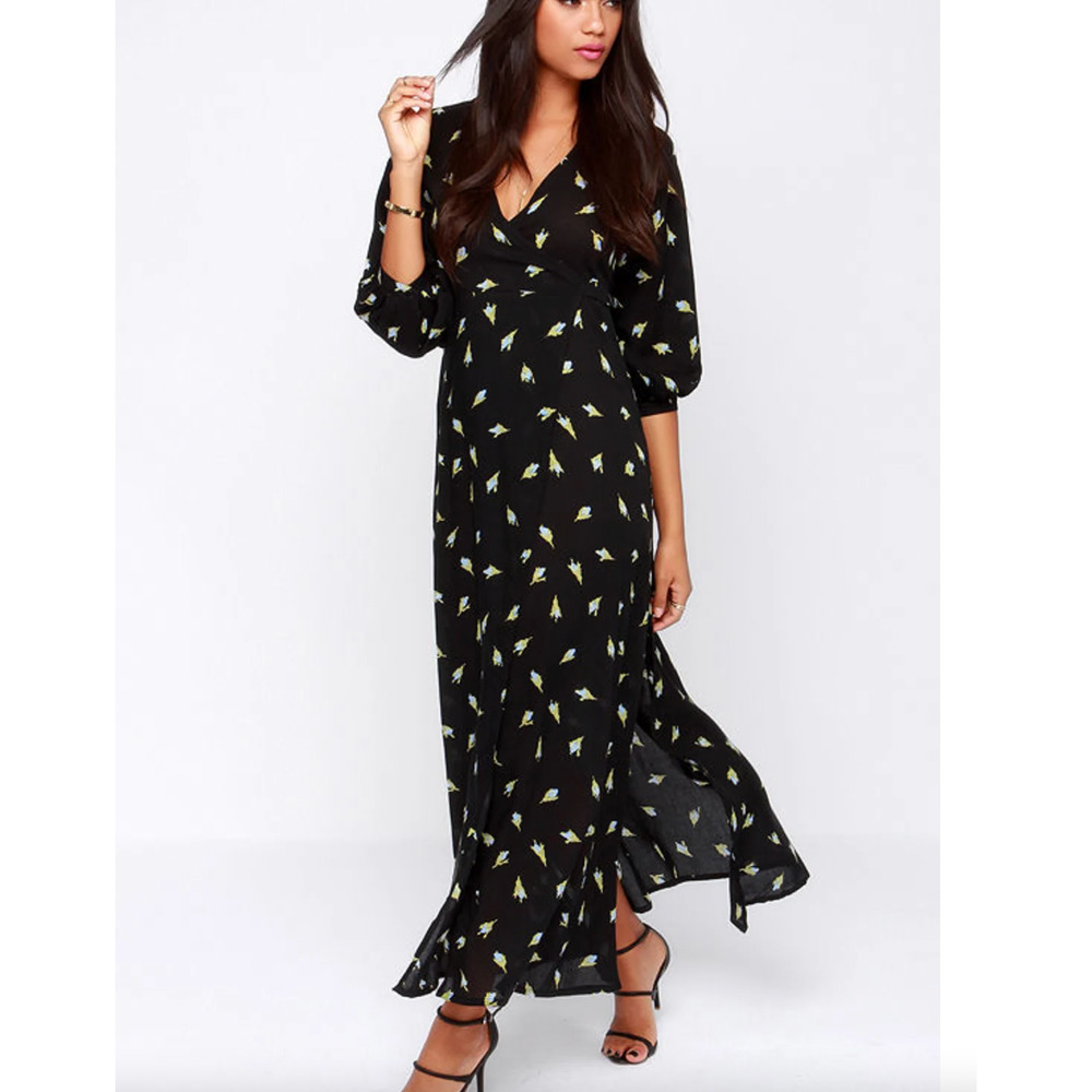 Faithfull the Brand Bonnie & Clyde Black Print Maxi Dress